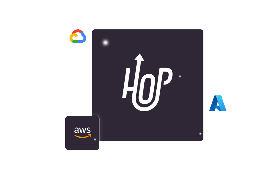 Hop Logo alongside Azure, GCP, and AWS Logos