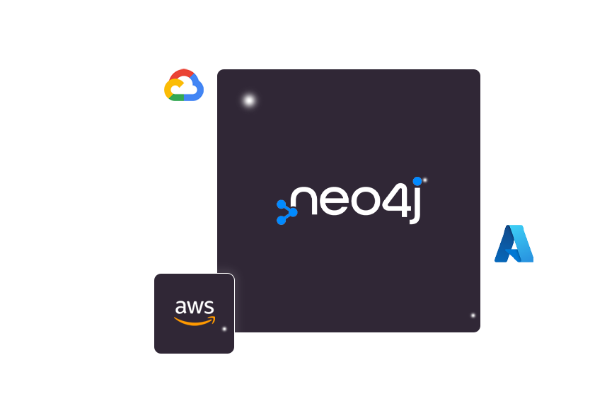 Neo4j Logo alongside Azure, GCP, and AWS Logos